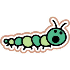 Green Caterpillar Crawling On Brown Sticker