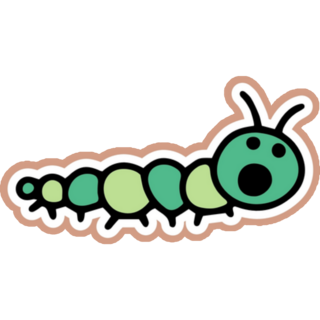 Green Caterpillar Crawling On Brown Sticker