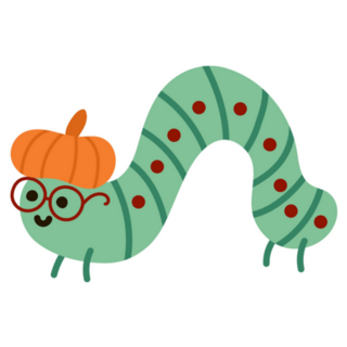 Green Caterpillar With Pumpkin Hat Sticker