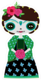 Green Catrina Doll Day of the Dead Sticker