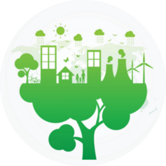 Green City And Family On Tree Sticker