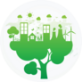 Green City And Family On Tree Sticker