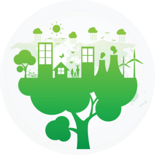 Green City And Family On Tree Sticker