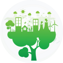 Green City And Family On Tree Sticker