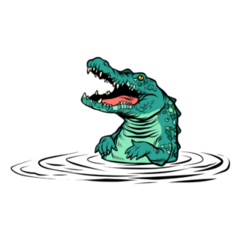 Green Crocodile In Water Sticker