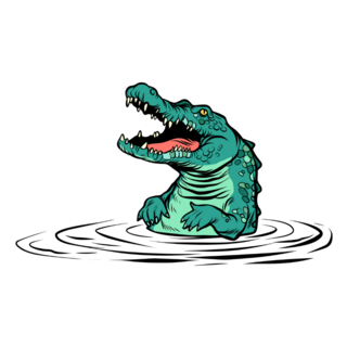 Green Crocodile In Water Sticker