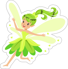 Green Fairy with Hearts Sticker