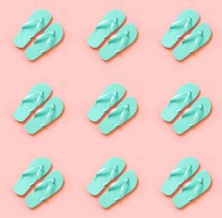 Green Flip Flops Over Pink Pattern sticker