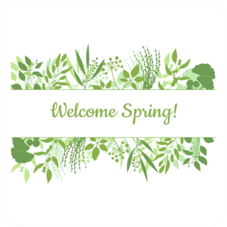 Green Floral Frame Welcome Spring Sticker