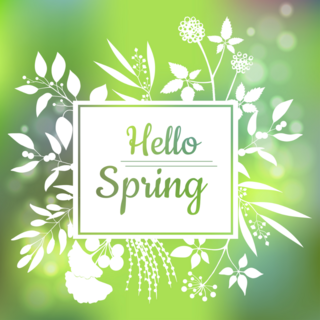 Green Floral Hello Spring Sticker