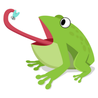 Green Frog Eating Fly Insect Sticker