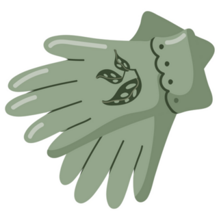 Green Garden Gloves Illustration Sticker