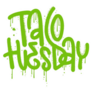 Green Graffiti Taco Tuesday Lettering Sticker
