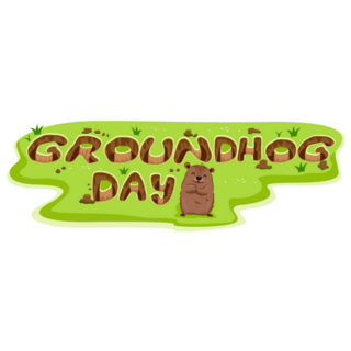 Green Grass Groundhog Day Lettering Sticker