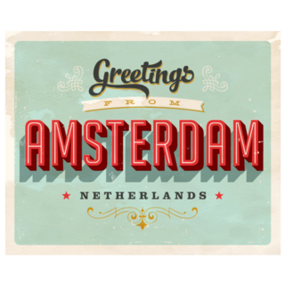 Green Greeting Card - Amsterdam, Netherlands Sticker