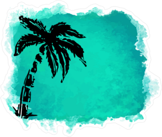 Green Grunge Background Palm Tree Sticker
