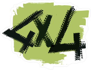 Green Grunge Tire Track 4x4 Letters Sticker