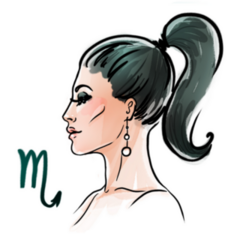 Green Haired Scorpio Zodiac Illustration Sticker