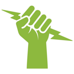 Green Hand Lighting Bolt Sticker