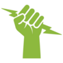 Green Hand Lighting Bolt Sticker