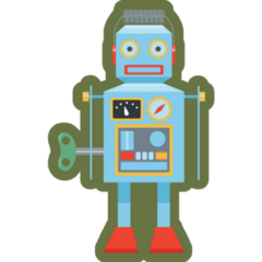 Green Hong Kong Robot Sticker