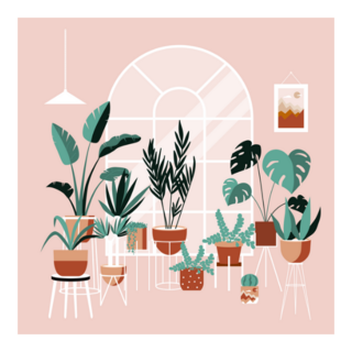 Green House Cacti Tropical Leaves Sticker