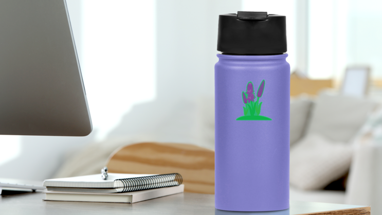 Green Lavender Sticker on a Water Bottle (New) example