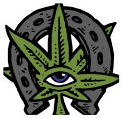 Green Marijuana Leaf With Eye And Horseshoe Sticker