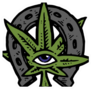 Green Marijuana Leaf With Eye And Horseshoe Sticker