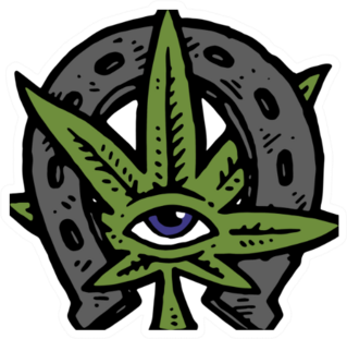 Green Marijuana Leaf With Eye And Horseshoe Sticker