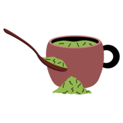 Green Matcha Latte Powder, Cup And Spoon Sticker