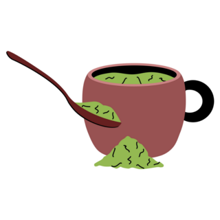 Green Matcha Latte Powder, Cup And Spoon Sticker