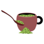 Green Matcha Latte Powder, Cup And Spoon Sticker