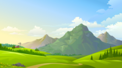 Green Meadows With Three Mountains Sticker