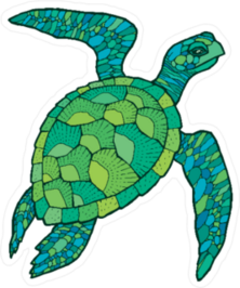 Green Mosaic Sea Turtle Sticker