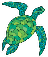 Green Mosaic Sea Turtle Sticker