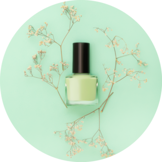 Green Nail Polish Bottle With Flowers Sticker
