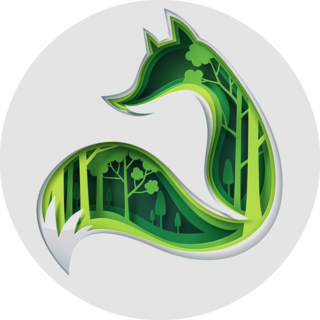 Green Paper Art Fox Forest Sticker