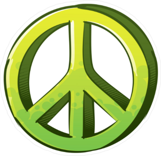 Green Peace Sign Drawing Sticker