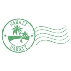 Green Postal Grunge Stamp hawaii Sticker