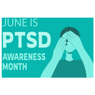 Green Ptsd Awareness Month Poster With Crying Man Sticker