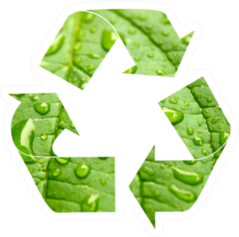 Green Recycle Symbol Green Leaf With Drops Of Water Sticker