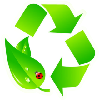 Green Recycling Logo With Ladybug Sticker
