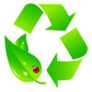 Green Recycling Logo With Ladybug Sticker