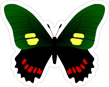Green Red and Yellow Butterfly Sticker