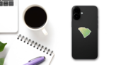 Green Relief Map Of South Carolina Sticker on a Phone (New) example