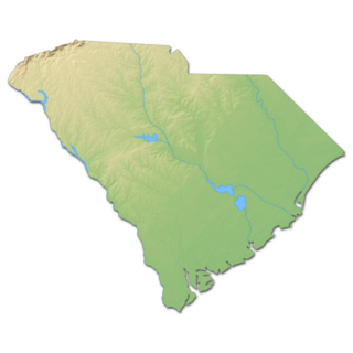 Green Relief Map  Of South Carolina Sticker