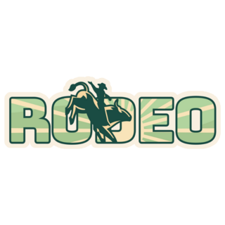 Green Rodeo Bull Rider Lettering Sticker