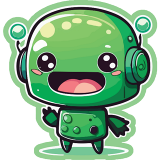 Green Smiling Robot Chat Sticker