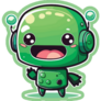 Green Smiling Robot Chat Sticker